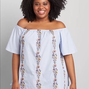 Lane Bryant embroidered off the shoulder top
